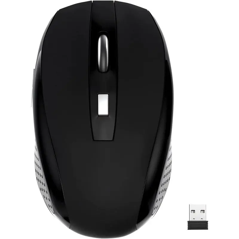 Wireless Mouse, 2.4Ghz Wireless Computer Mouse 1200,6 Buttons with Nano Receiver for Laptop,PC,Chromebook,Computer,Notebook,Office (Battery not Included, Black)
