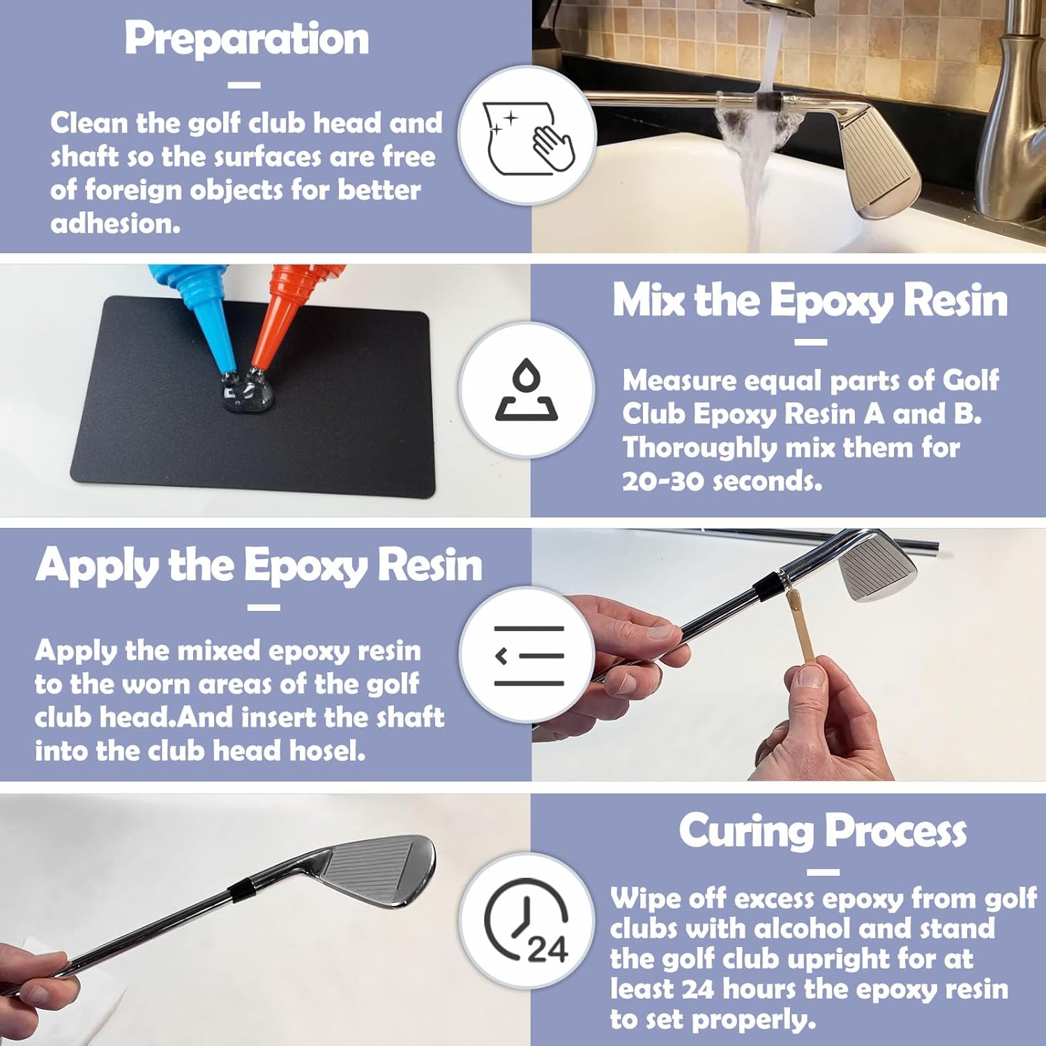 Golf Club Epoxy -  & Extra Strength - 8.4oz Golf Shaft Repair - Long Cure Golf Epoxy Glue for All Golf Shafts, Golf Heads, Drivers, Putters, and Irons,Ideal for Clubhouse & Home