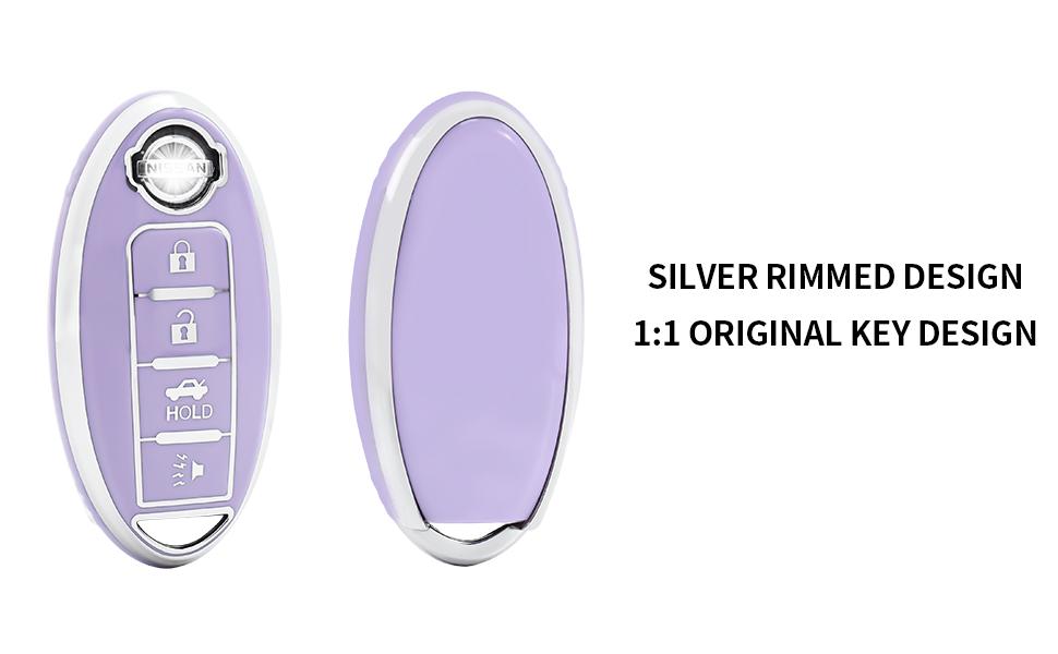 for Nissan Key Fob Cover Car Key Fob Case Shell Fit for Nissan Rogue Altima Sentra Pathfinder Titan Murano Kicks Versa Armada Leaf Smart Key Car Accessories Protector, Purple