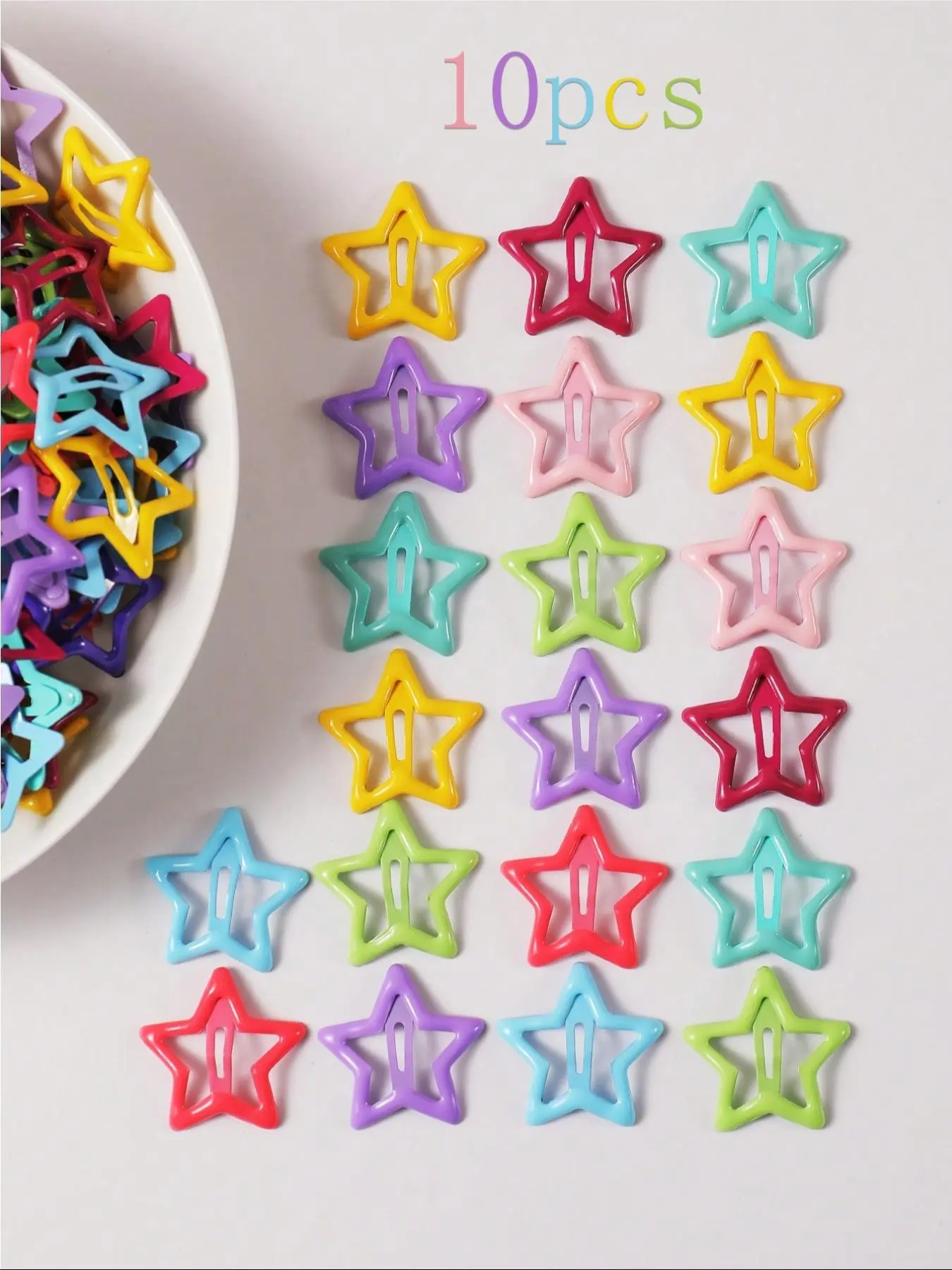 60pcs/50pcs/30pcs/10pcs Cute Girl Metal Hair Clips, Fashionable Multicolor Star Hair Clips, Perfect for Daily Use, Random Colors