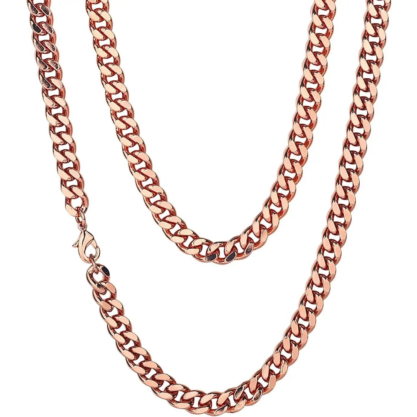 Copper Necklace for Men & Women – 99.9% Pure Copper Cuban Link Chain – 5mm, 7mm, 9mm, 12mm Width – 18" to 26" Length –  Box Included –  Brand