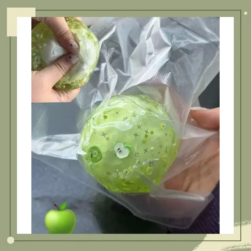 Fruit glitter Crispy Squishy Ball Cracking Wax Crunchy Shatter Stress Ball ASMR Satisfying Pop Sound Anti Stress Relief Kawaii TPR Fidget Toys for Adults