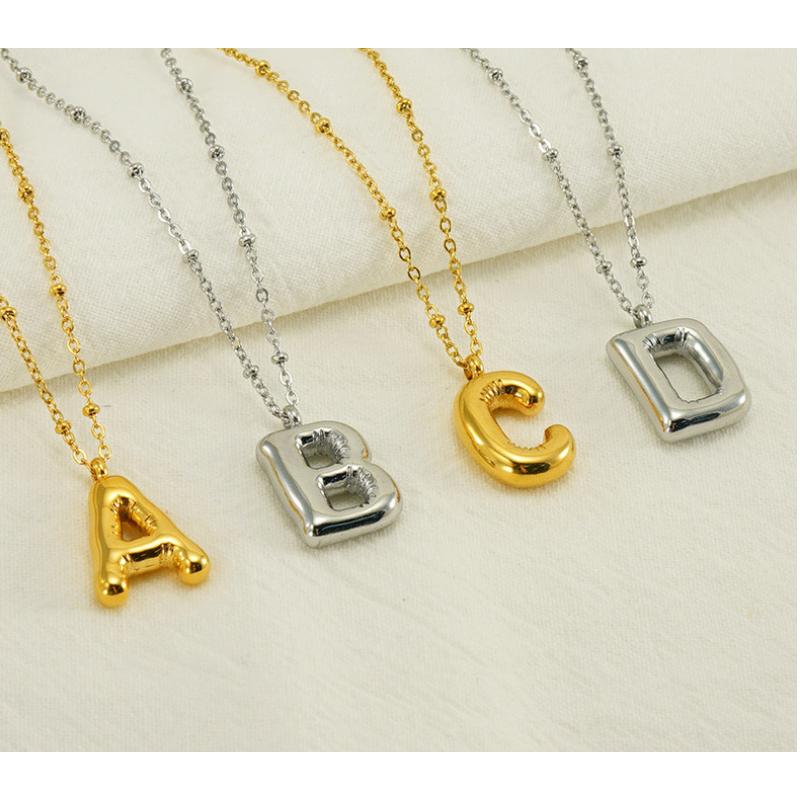 VEVE Ins Chubby Bubble Letter Pendant 18K Gold Plated English Letter Necklace For Women VEVE Ins Chubby Bubble Letter Pendant 18K Gold Plated English Letter Necklace For Women