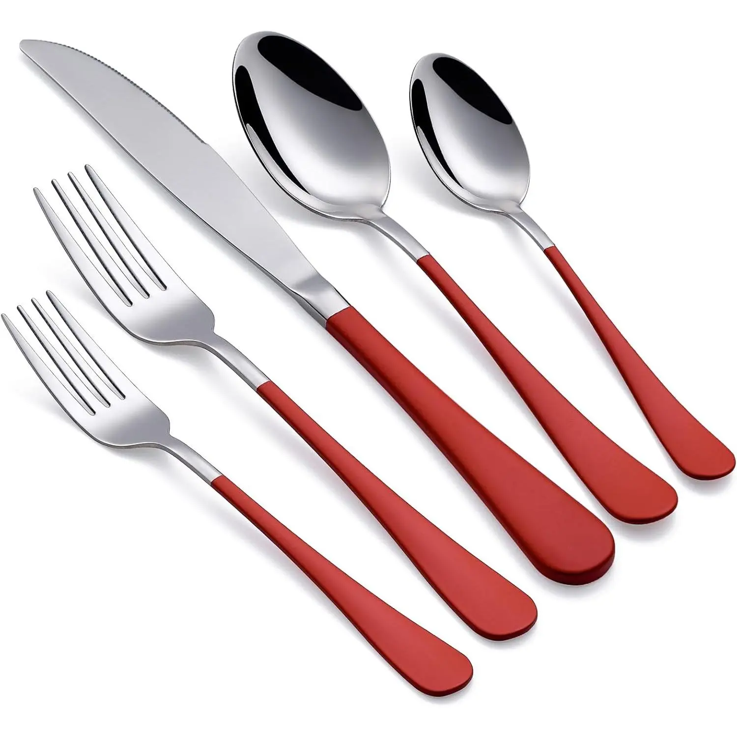 Red Silverware Set 20 Piece 18/0 Stainless Steel Flatware Red Handle Cutlery Set Service for 4 Fork Knife Spoon Set Mirror Finish Dishwasher Safe