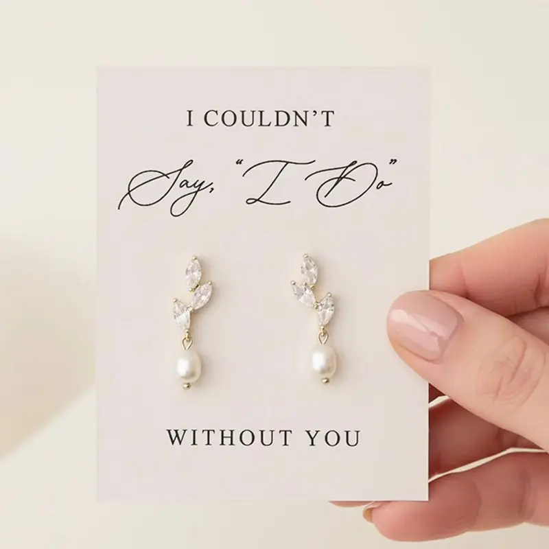 1pair Bridesmaid Earrings, I Couldn’t Say, Do Without You Earring Cards, Niche Design Pendant Earrings, Bridesmaid Gift