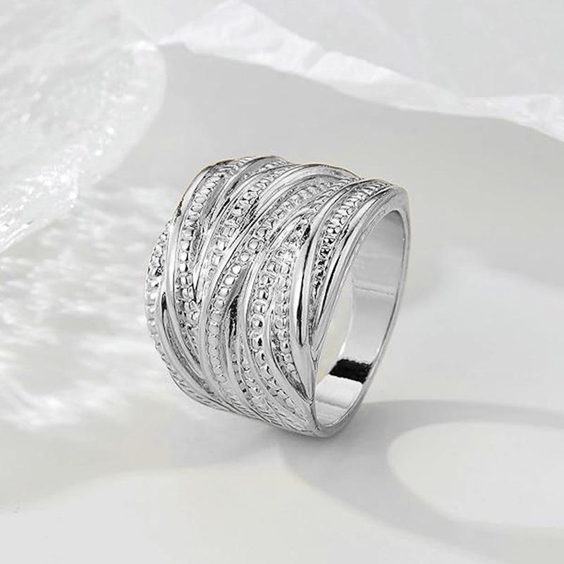 Vintage Two-Tone Twisted Texture Ring for Men & Women | Unisex Retro Statement Band