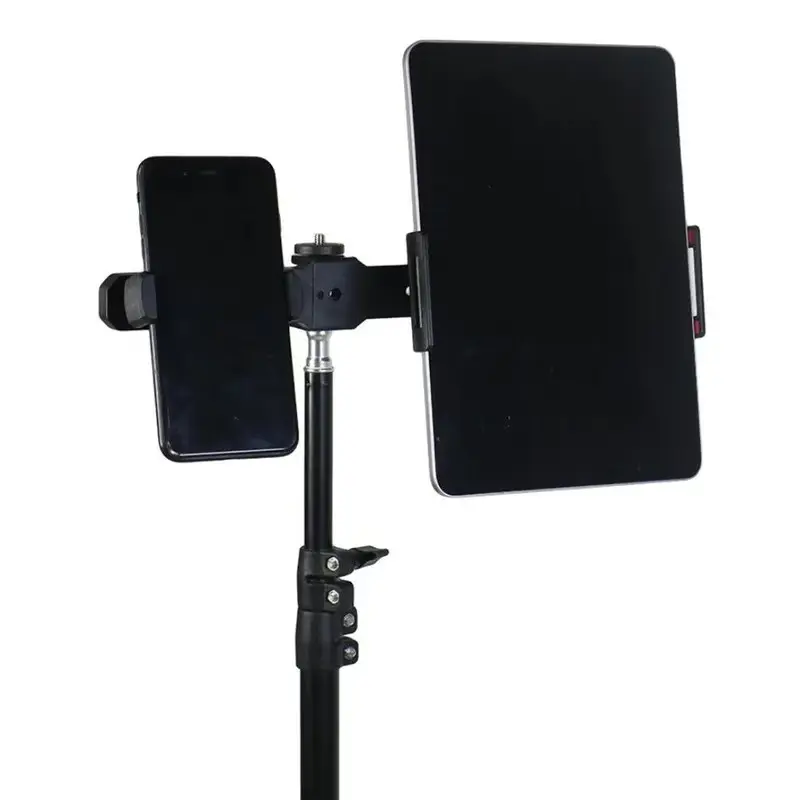 Universal Phone and Tablet Stand, 1/4 Tripod Mount, Dual Camera Holder, Stable Design, Ideal for Video Recording, Live Streaming, Cameras, Projectors, iPad Stand