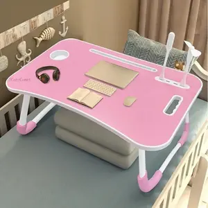 1pc Oversized Portable Laptop Bed Table - Foldable & Durable Wooden Computer Tray with Cup Holder, Drawer, USB, Fan & Light - Ideal for Reading, Writing on Bed, Sofa, Floor - Sleek  Design, Portable Work Station |     Modern Portable Table |     DD17CoreC