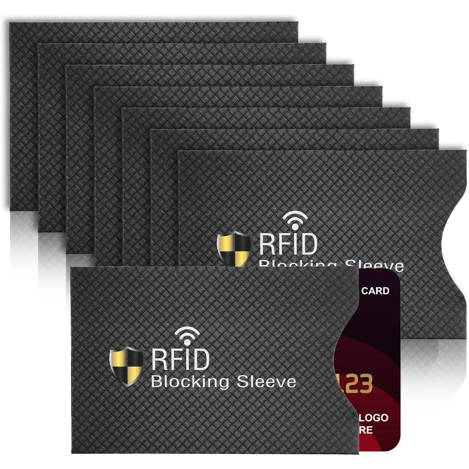 RFID Blocking Sleeves, 8-Pack Black Credit Card Protectors for Identity Theft Protection, Unisex Slim Design for Wallets & Purses