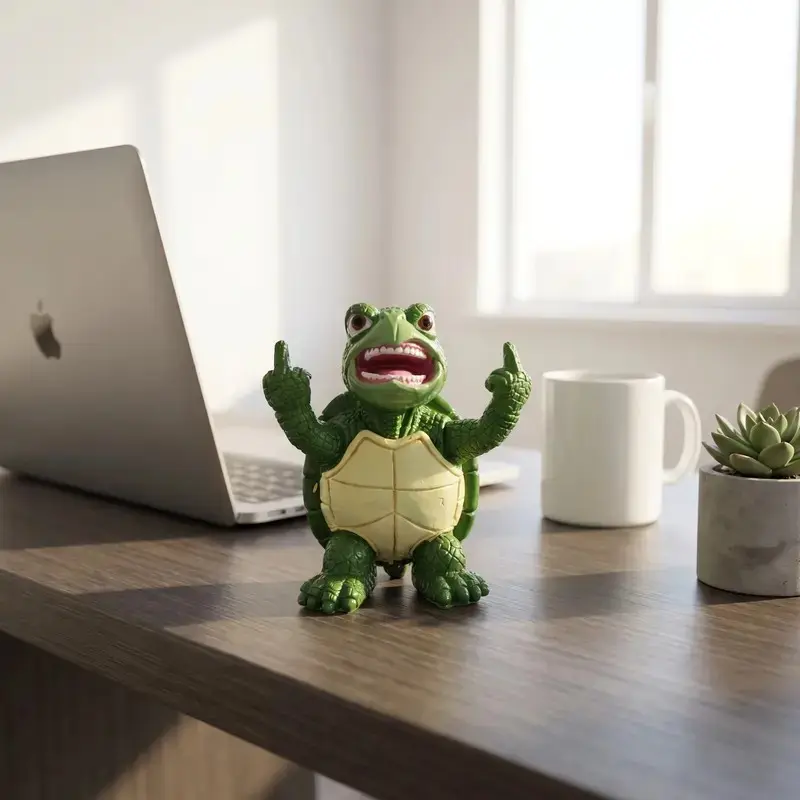 Funny Angry Turtle Resin Figurine, Novelty Gag Gift, Creative Desk Ornament, Home Office Tabletop Decor Statue, Friend Prank Present