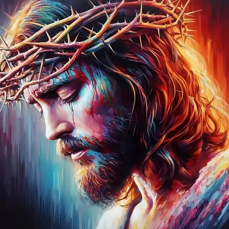 5D DIY Diamond Painting Kit - Jesus Christ Crown of Thorns Religious Art, Full Round & Square Drill Shapes Rhinestones Mosaic, Handmade Mural Wall Art Ornament Home Decor Gift for Living Room (Mural Size Inclusive)