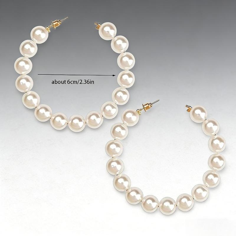 Elegant Vintage Faux Pearl Hoop Earrings - Chic Ear Accessories for Women’s Wedding & Party