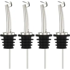 Oil Spout Stainless Steel Pourers, Speed Liquor Bottle Pourer 4 Pcs for About 3/4" Bottle Mouth