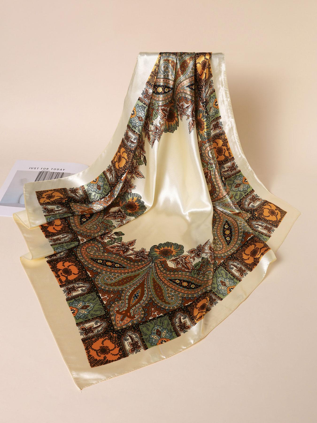 Women's Boho Style Paisley Print Square Scarf, Fashionable Soft Comfortable Hair Band for Daily Wear, Casual Versatile Hair Accessories for Women & Girls