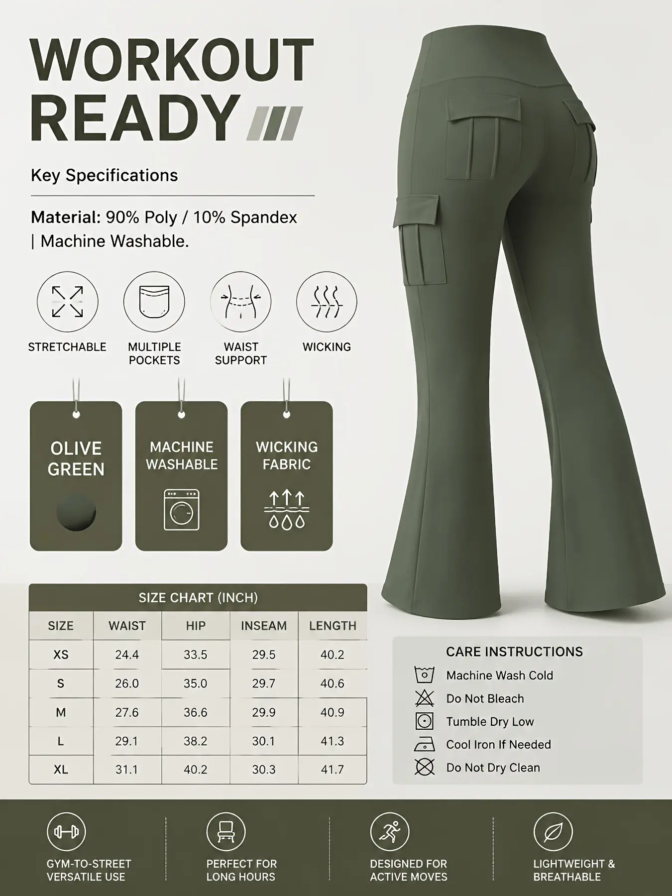 Summer Workwear Pocket High-Waisted Yoga Pants for Women, Elastic Waist Slimming Leggings, Outdoor Running Pilates Sportswear