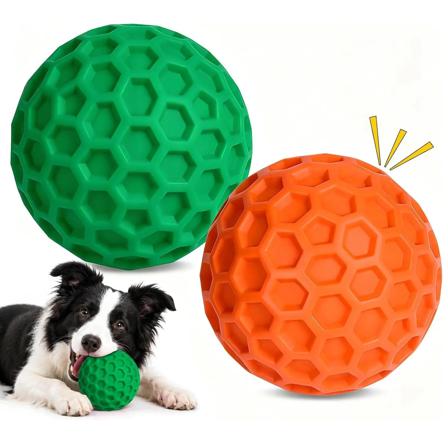 Squeaky  Balls  2 Pack, Interactive  Toys for Aggressive Chewers, Squeaky Balls for Dogs, Durable   Toys for Medium Large Dogs,  Balls for Aggressive Chewers, Outdoor  Toys