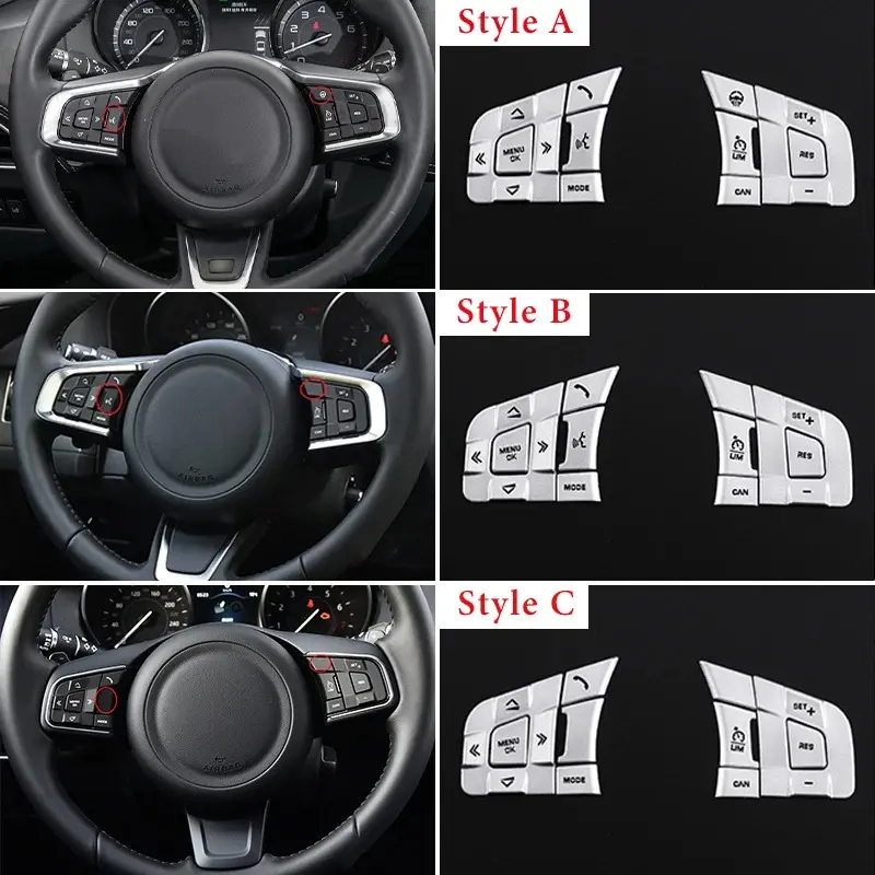 For Jaguar XE XF F-PACE E-PACE F-TYPE Aluminum Alloy Car Accessories Interior Steering Wheel Button Sequin Decorative Protection Sticker Accessories