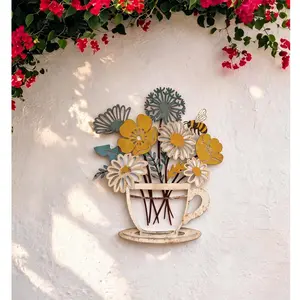 Sayzineo Vintage Flower With A Bee Pattern Metal Wall Art, Boho Wall Art Decoration, Artwork Living Room Decorations, Country Style Wall Decor for Home Living Room Bedroom Office Gardens Patios Dorm
