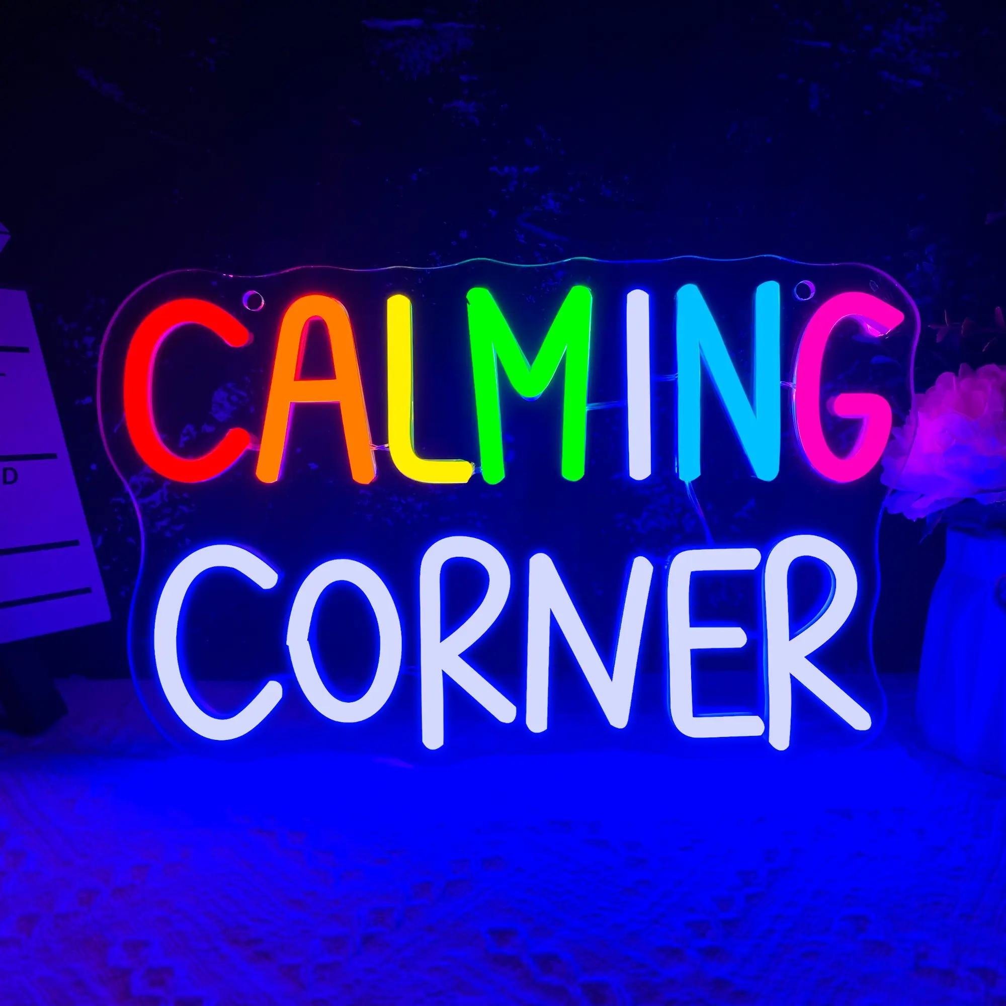 "Calming Corner" LED Neon Wall Sign – Back-to-School Decor; USB-Powered Ambient Light for Bedrooms, Classrooms, Libraries, Cafés, Bookstores, and Reading Rooms