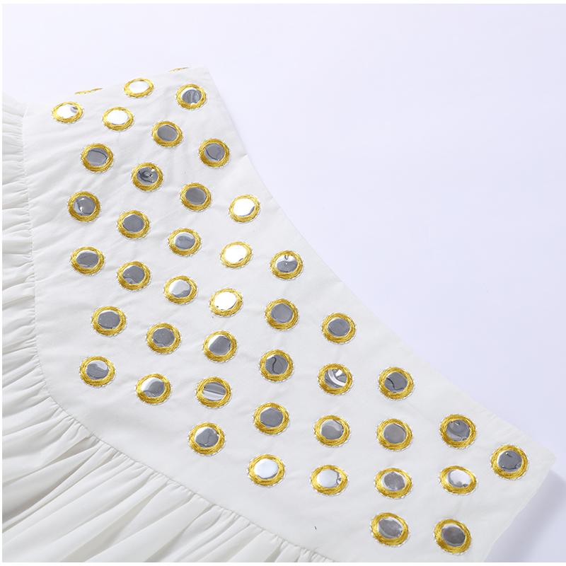 New2025Hollow Out Crop Tank Pleated Skirt Sets Women Ring Bead Strap Sleeveless Backless Vest A-line Skrits Suits Spring Street