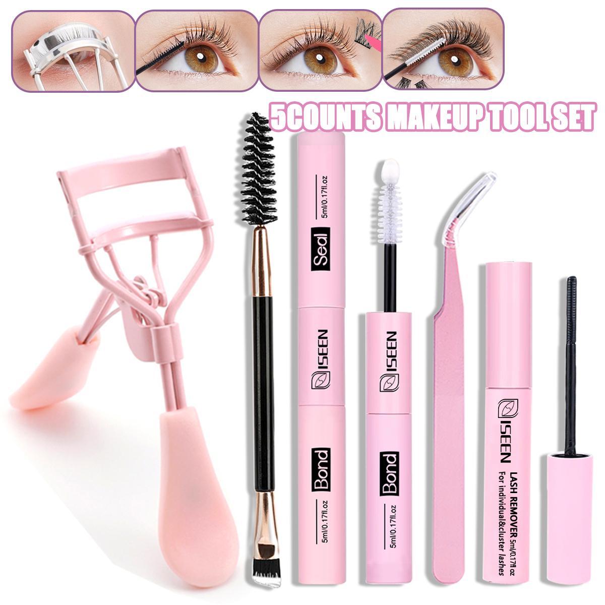 Eyelash Extension Tool Kit, Including Eyelash Bond and Seal, Eyelash Bond Glue, Eyelash Adhesive, Remover, Curler, Brush & Tweezers for DIY Lash Application, Gentle Eye Makeup Tools, Compact Cosmetic Set, Multifunctional Makeup Brush, Includes Lash Tools