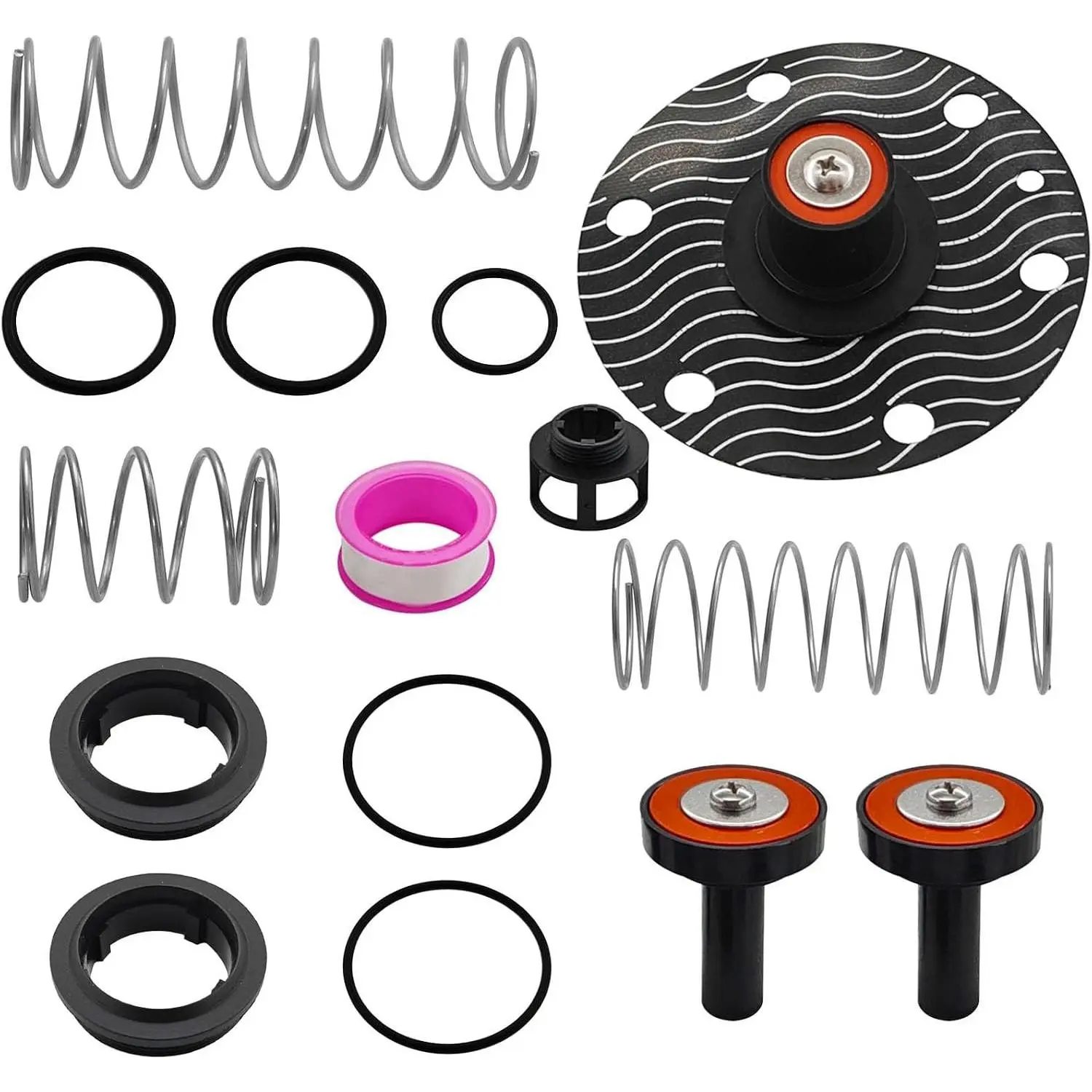 3/4"-1" Complete Backflow Rubber Repair Kit for Zurn Wilkins 975XL 975XL2, Stopping RPZ Valve Leak, Includes Safety Valve, Valve Seat, Relief Valves, Check Valve Seats, Springs, O-rings, Tape and Manual