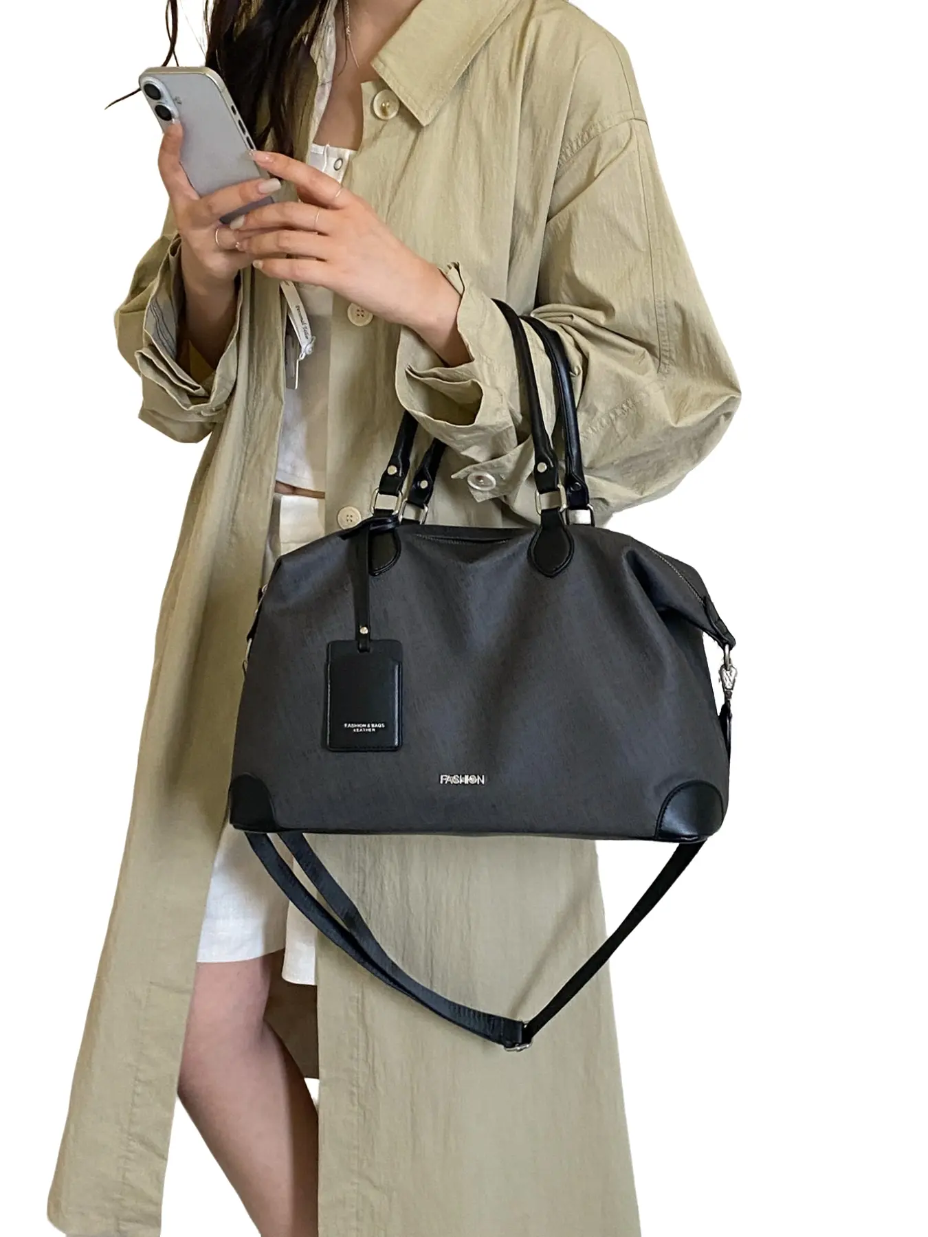 Unisex Travel Handbag, Durable Waterproof Material, Detachable Wide Strap, Large Capacity, Casual Business Style, Weekender Travel Bag, Perfect for Short Trips