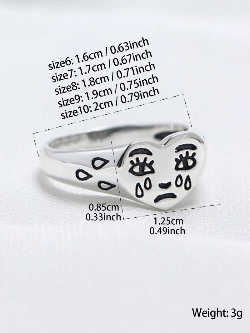 Women's Cute Heart Design Exquisite Trendy Heart Signet Ring, Vintage Trendy Retro Promise Engagement Rings, Stylish Vintage Jewelry As Birthday Gift for Women & Girls, Gifts for Wife, Vintage Rings