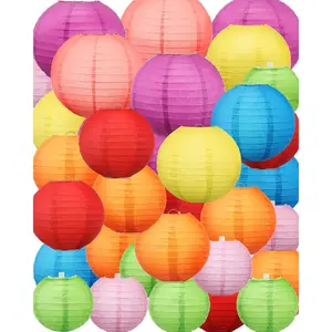 48 count Paper Lanterns Party Decorations Chinese Round Paper Decor 4/6/8/10 Inch   Lamps Decorative for Graduate Wedding Birthday Party Bridal Parties Supplies(Multicolor)