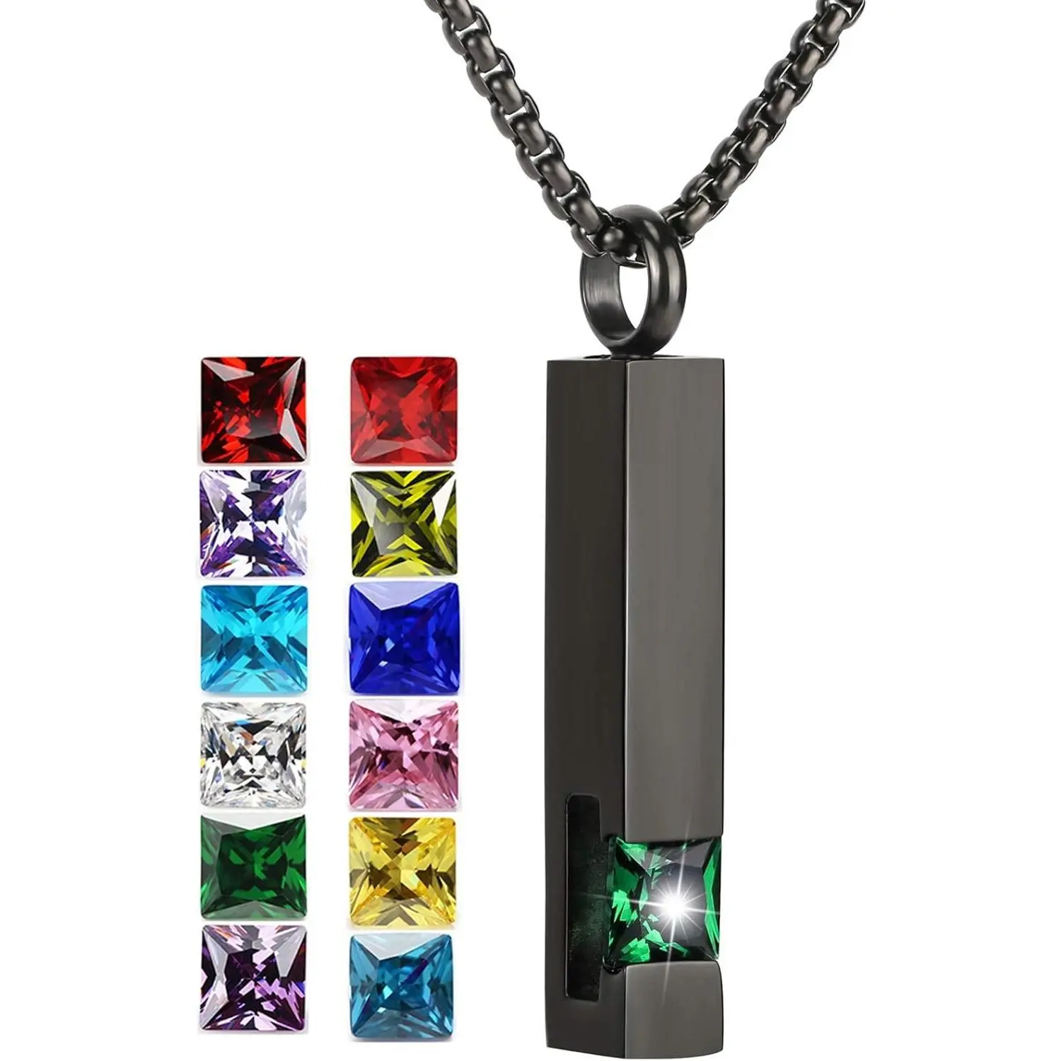 Urn Necklaces for Ashes Birthstone Cube Urns for Human Ashes Memorial Cremation Urn Locket Keepsake Ashes Jewelry