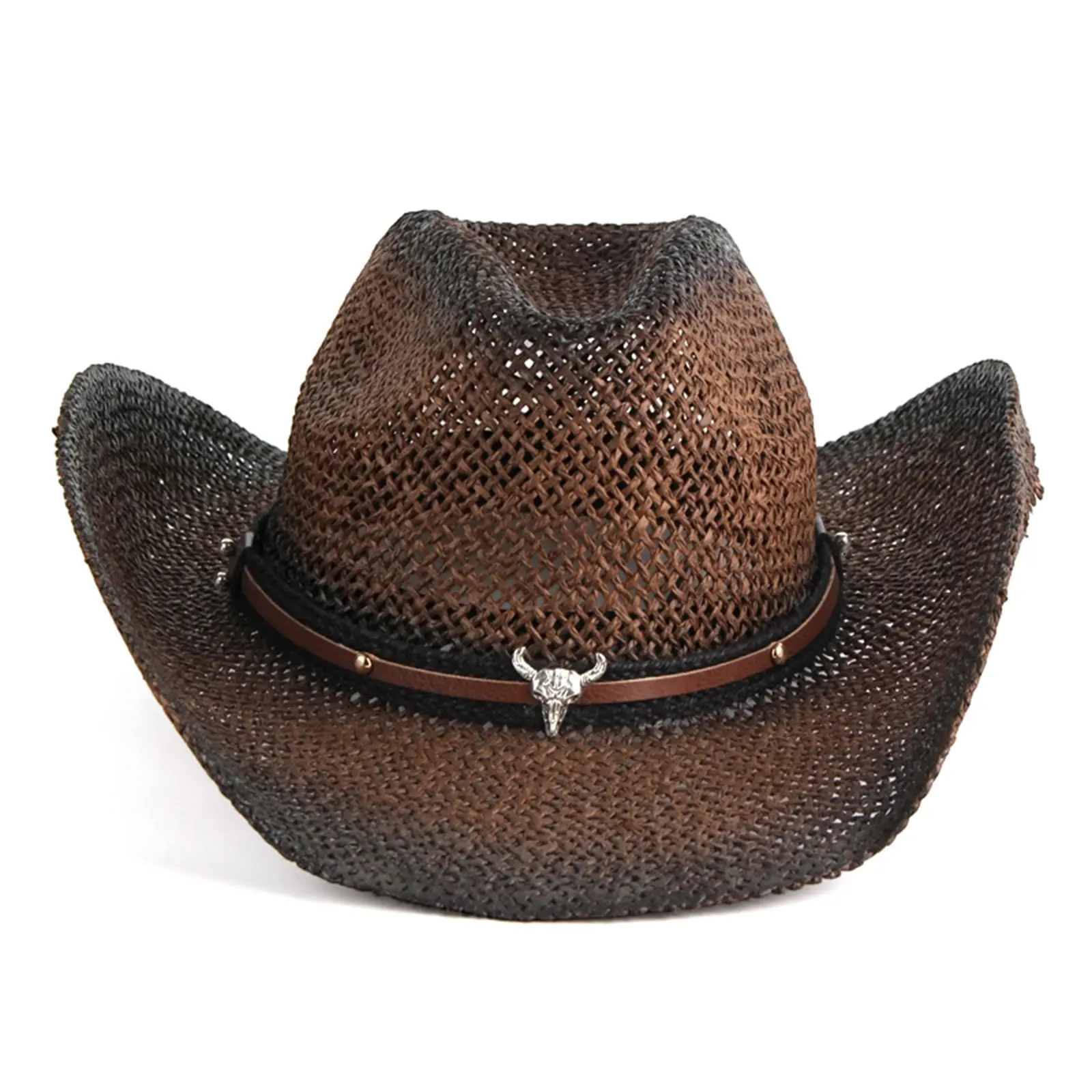 Cowboy Hat，Carnival Straw Hat Decorative Cow Head Belt Panama Hat Jazz Cap Outdoor Festival Party Cowgirl Hat for Women and Men