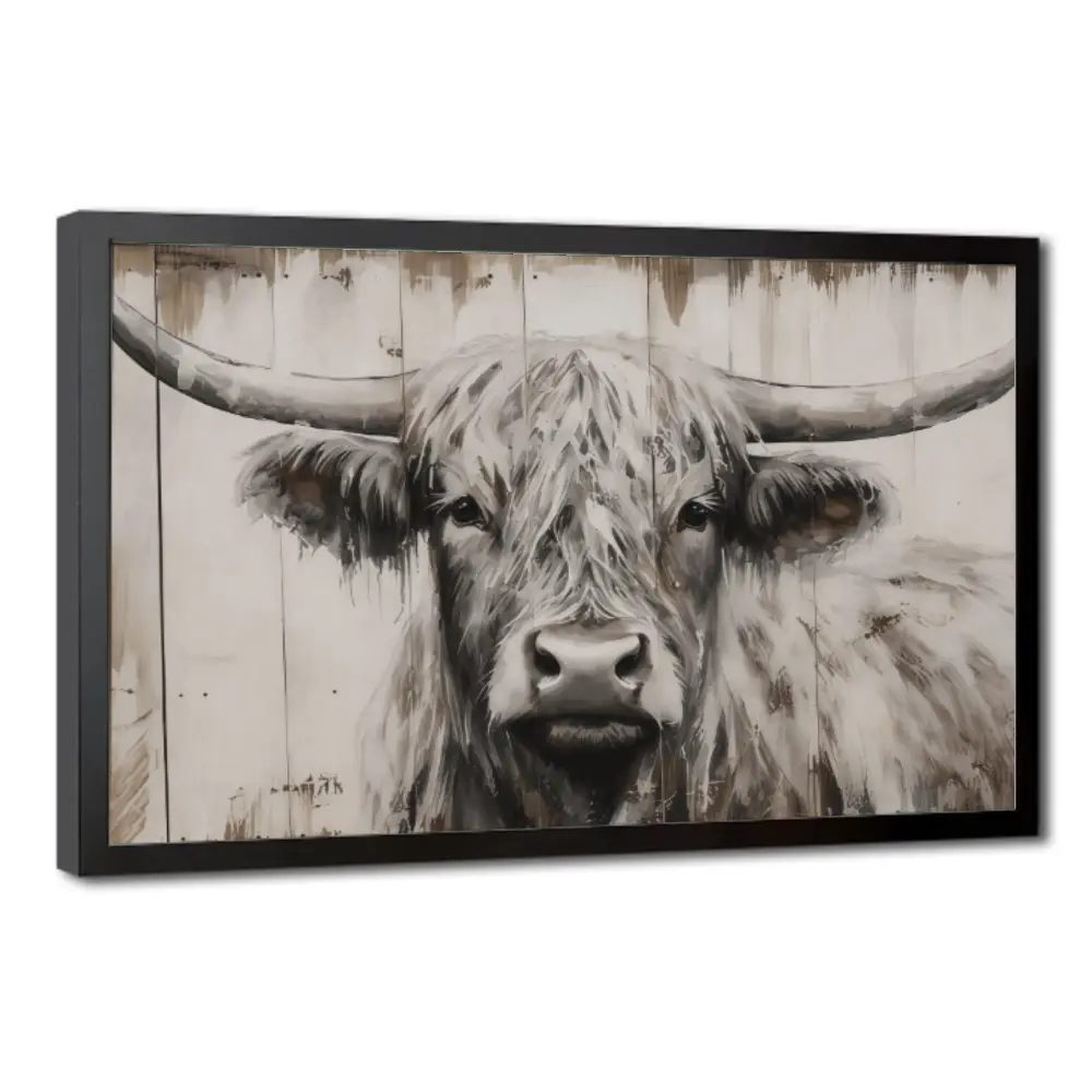 Vintage Highland Cow Canvas Print, Solid Wood Frame, Artistic, Rectangle Design, Waterproof & High-Definition, Ideal Gift for Home Office Wall Artwork, Modern Home Decoration, Decoration Items, Picture Image Prints victorian gothic wall art print