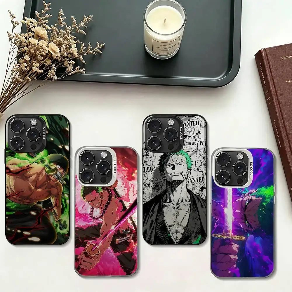 One  Roronoa Zoro Color Silver Electroplated Shockproof Case For iPhone 17 Air 16 15 14 13 12 11 Pro Max Plus