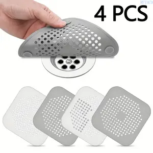 4 Pack Anti-Clog Drain Filter Screen, Bathtub Shower Drain Hair Catcher for Kitchen Sink Bathroom Drains, Prevents Pipe Clogs, Battery-Free Household Essential, Ideal Gift for Birthday Holiday Party