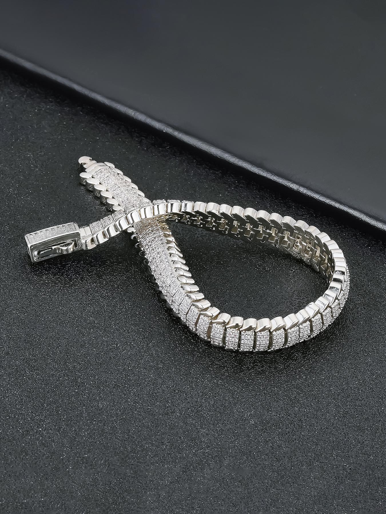 ICED CHICS 9mm Unisex's Cool Fashionable Snake Bone Polygonal Hip-hop High Quality Bracelet, Luxurious Sparkling Synthetic Gemstones Bracelet for All Occasions