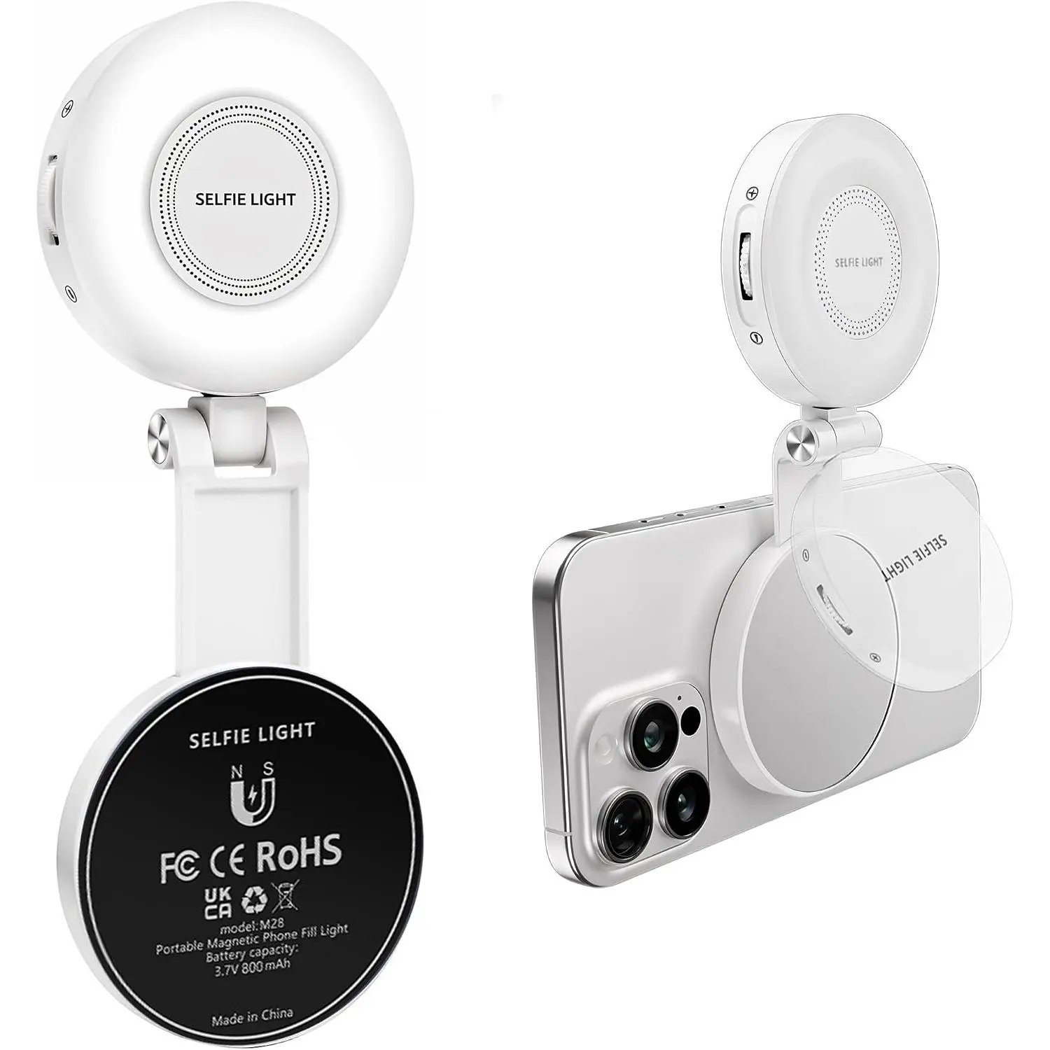 Phone Selfie Light - Ring Lights Mirror Cell Phone Attachment Compatible for  MagSafe Android with  Ring - Portable LED Fill Light for Selfies Camera Photo Video Recording
