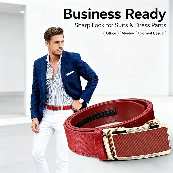 Men’s Multi-Style Belt Gift Set - 2 Elastic Nylon + 1 Leather Ratchet Design, Business & Casual Use, Multiple Color Variants