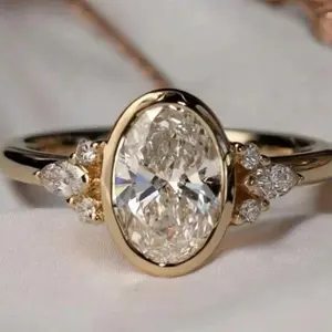 Charm Cubic Zirconia Golden Ring For Women Wedding Engagement Ring Bridal Proposal Jewelry Birthday Anniversary Christmas Gift