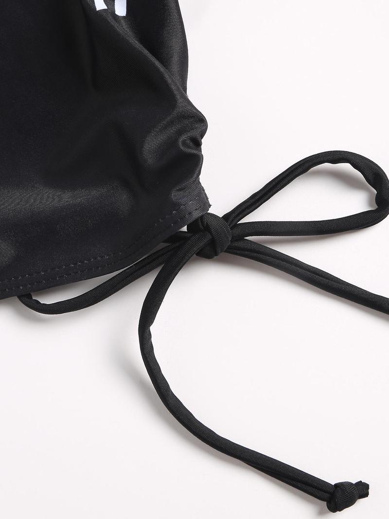 Women's  Summer Beach Casual Holiday Sexy Floral & Letter Graphic Tie Side Bikini Set For Summer Beach With Cover Up 3 Pieces Bikini Swimsuit Bikini