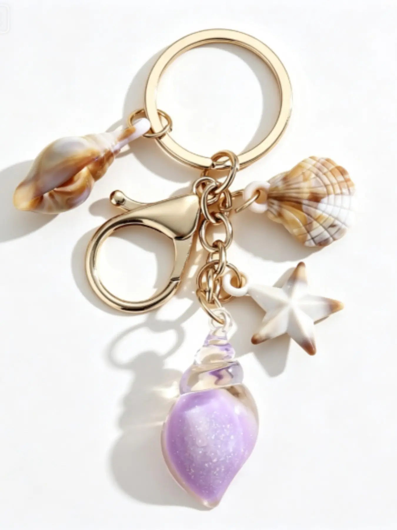 Nautical Style Seashell Keychain, Oceanic Charm Pendant, Friendship Accessory Gift, Unisex Car Accessories, Marine Life Decoration, Cool Keychains