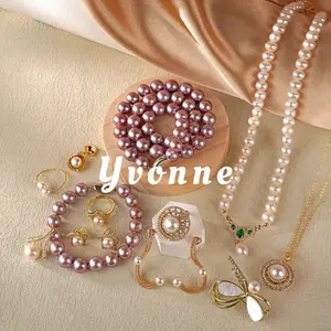 Real Pearl Jewelry Customize on Live Yvonne Design with natural crystal elements