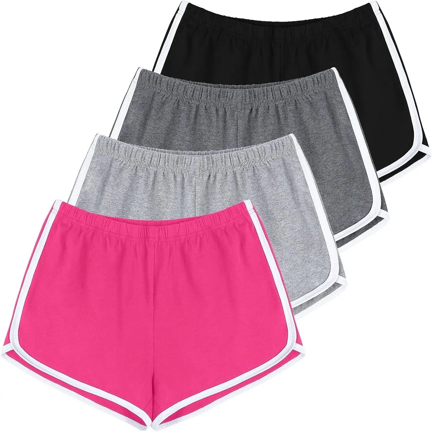 4 Pack Cotton Yoga Sports Shorts for Women - Gym Dance Lounge Dolphin Running Athletic ShortsGift