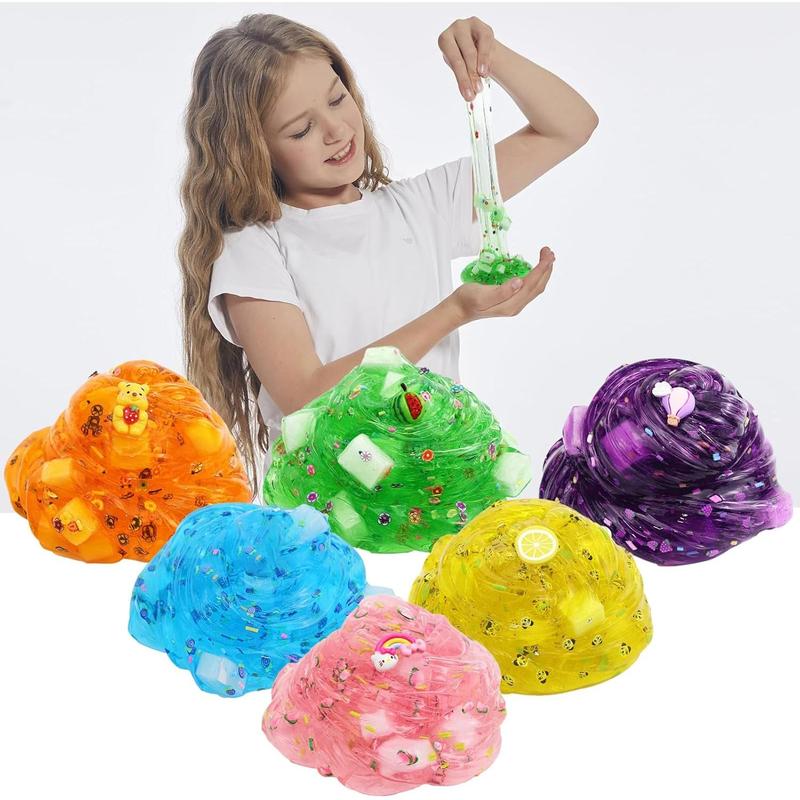 Jelly Cube Clear Slime Kit 8 Pack for Kids, Crunchy Slime, Stress Relief Toy, Party Favors for Girl Boys 6 7 8 9 10 11 12