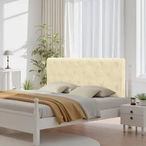 Button-Tufted Headboard Pillow with Side Pockets, Soft Upholstered Foam Padded Bed Headboard Cover, Luxury Design for Queen/King Beds, Comfortable Back Support