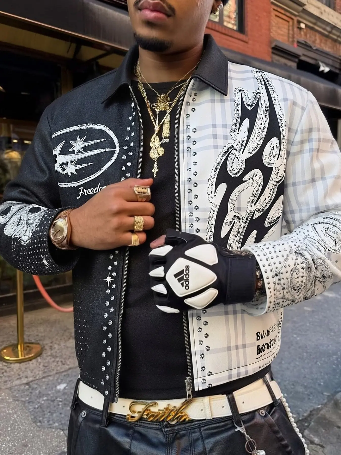 Men's Hip Hop Cropped Outerwear, Fashion Lapel Zipper Jacket Contrast Splicing Design Loose Fit For Night Out And Urban Daily Street Style