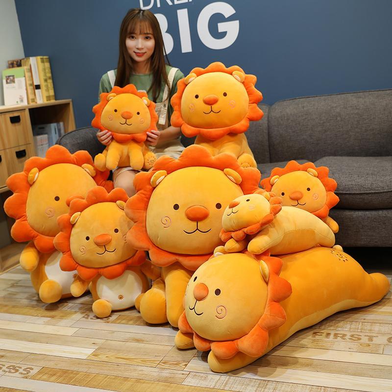 1pc 35/50cm Lovely Smile Lion Plush Toys Cartoon Sunshine Lion King Pillow Stuffed Soft Animal Cushion for Children Girls Gifts