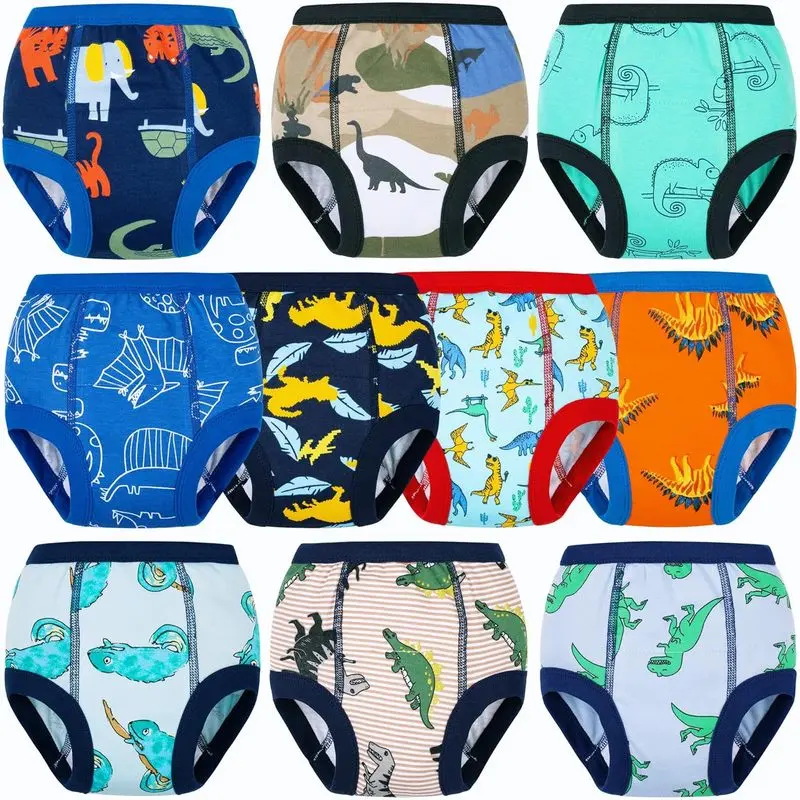 10 Pack Toddler Potty Training Underwear Reusable Cotton Training Pants withLight Absorbency for Boys Girls Daycare Preschool and Travel