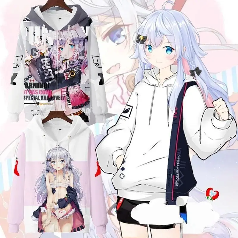 Hololive VTuber Nakiri Ayame Shirakami Fubuki Zipper Hoodies 3D Print Men Women tracksuit Long Sleeve Hoodie Men's Clothing