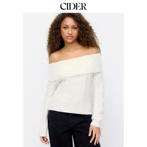 Cider Cable Knit Off-shoulder Long Sleeve Top SummerFinds