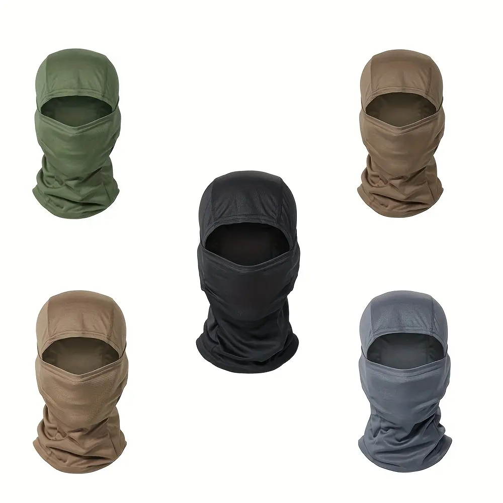 5-piece set of protective motorcycle summer dustproof and sunproof balaclava masks, motorcycle protection, full-face coverage, textile fabric, high-quality textiles, multifunctional mask, UV protection mask, for explorers and outdoor enthusiasts
